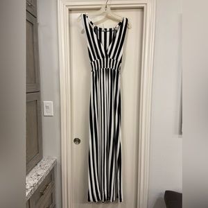 Zinga black and white striped maxi dress floor length
